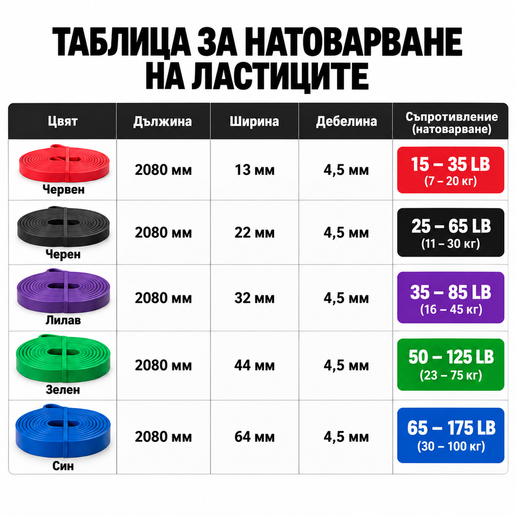 SML комплект ластици за съпротивление – 5 нива